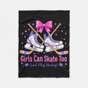 Meisjes kunnen ook schaatsen Hockey Shirt Cute Roz Fleece Deken