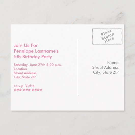 Meisjes Kunst Schilderij Partij Verjaardag Briefka Uitnodiging Briefkaart (Achterkant)