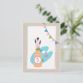 Meisjes Kunst Schilderij Partij Verjaardag Briefka Uitnodiging Briefkaart (Staand voorkant)