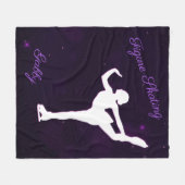 Meisjes kunstschaatsen Paarse en wit Fleece Deken (Voorkant (Horizontaal))