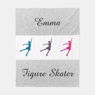 Meisjes Kunstschaatser Zilveren Sparkle Fleece Dek Deken