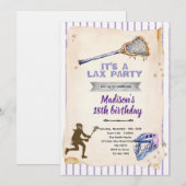 Meisjes Lacrosse feest uitnodiging (Voorkant / Achterkant)