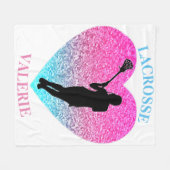 Meisjes Lacrosse Fleece Blanket met haar naam (Voorkant (Horizontaal))