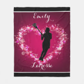 Meisjes Lacrosse Floating Hearts Fleece Deken (Voorkant)