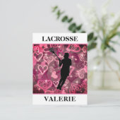 Meisjes Lacrosse Floating Roos Hearts Briefkaart (Staand voorkant)