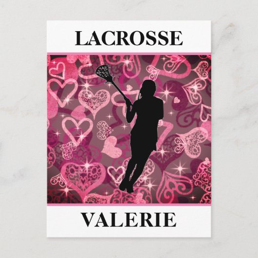 Meisjes Lacrosse Floating Roos Hearts Briefkaart (Voorkant)