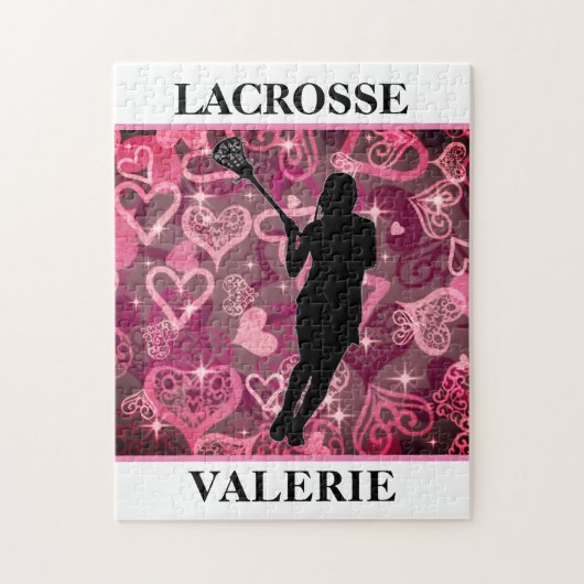 Meisjes Lacrosse Floating Roos Hearts Legpuzzel (Verticaal)