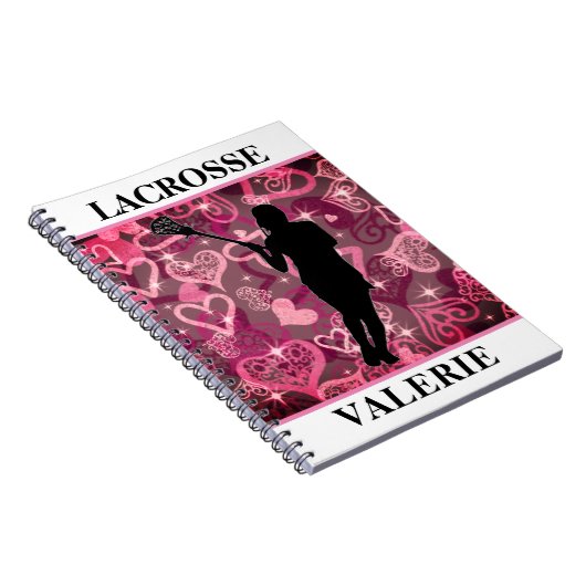 Meisjes Lacrosse Floating Roos Hearts Notitieboek (Rechterzijde)