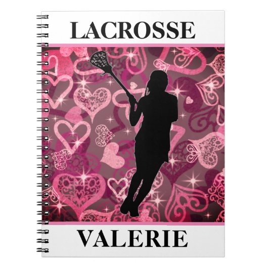 Meisjes Lacrosse Floating Roos Hearts Notitieboek (Voorkant)