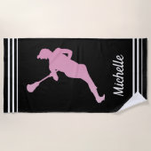 Meisjes Lacrosse gepersonaliseerd Strandlaken (Voorkant)
