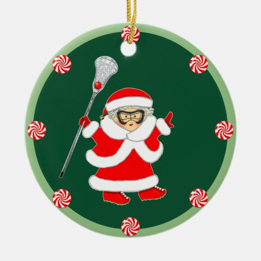 Meisjes Lacrosse Kerstcadeau Keramisch Ornament (Voorkant)