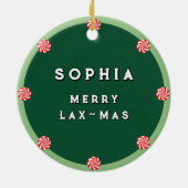 Meisjes Lacrosse Kerstcadeau Keramisch Ornament (Achterkant)
