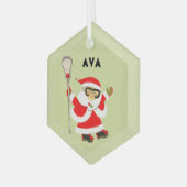 Meisjes Lacrosse Kerstmis Collectible Glas Ornament (Voorkant links)