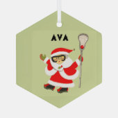 Meisjes Lacrosse Kerstmis Collectible Glas Ornament (Achterkant)