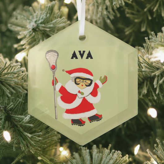 Meisjes Lacrosse Kerstmis Collectible Glas Ornament (Insitu)
