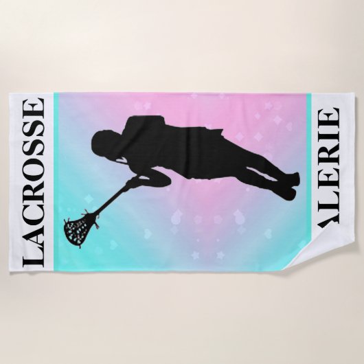 Meisjes Lacrosse Persoonlijke pasta Strandlaken (Voorkant)