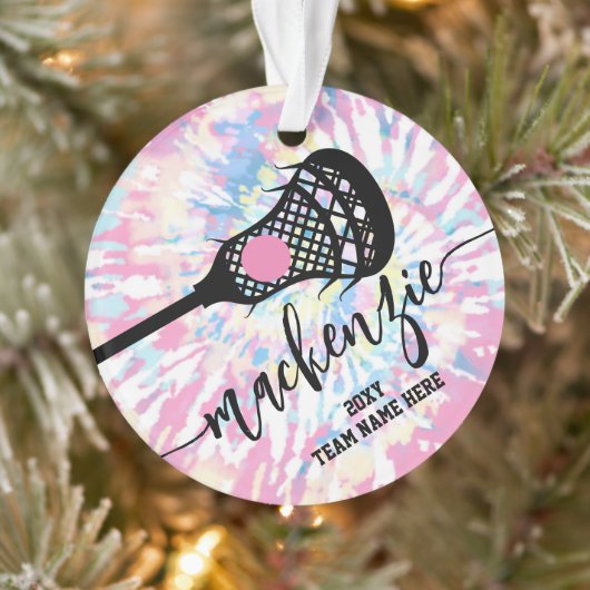 Meisjes Lacrosse Pink Tie Dye Ornament (Boom)