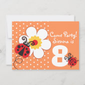 Meisjes ladybug paarse uitnodiging (Voorkant)