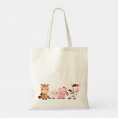 Meisjes landbouwhuisdieren Gepersonaliseerde Canva Tote Bag (Achterkant)