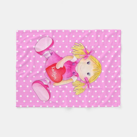 Meisjes lap pop naam bloem polka dot deken (Voorkant (Horizontaal))