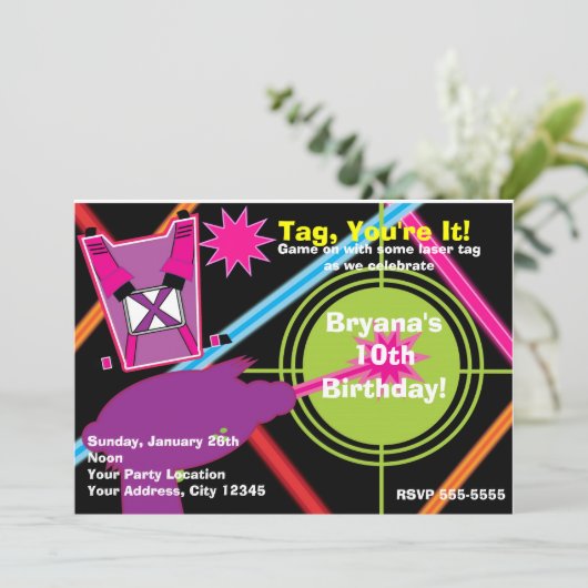 Meisjes Laser Label Meisje Verjaardagsfeestje Uitn Kaart (Staand voorkant)