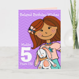 Meisjes late 5e verjaardag meisje donker haar paar kaart