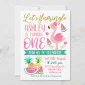 Meisjes laten de eerste verjaardagsuitnodiging fla kaart (Voorkant)