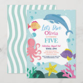 Meisjes Laten we Duiken Vijf 5e Ocean Pink Dolphin Kaart (Voorkant / Achterkant)