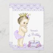Meisjes Lavendel eerste verjaardag uitnodigingen (Voorkant / Achterkant)