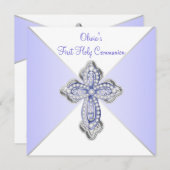 Meisjes lavendel Paarse eerste communie Kaart (Voorkant / Achterkant)