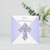 Meisjes lavendel Paarse eerste communie Kaart (Staand voorkant)