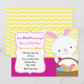 Meisjes Lente Paashaas Konijn Uitnodiging (Voorkant / Achterkant)