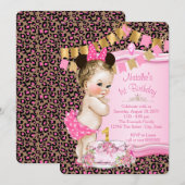 Meisjes Leopard 1e verjaardag Kaart (Voorkant / Achterkant)