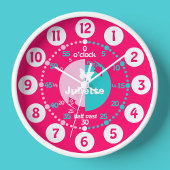 Meisjes leren tijd rode roze aqua naamklok te vert