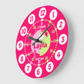 Meisjes leren tijd rood roze groene naamklok te ve grote klok (Hoek)