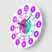 Meisjes leren tijd roze paarse aqua klok te vertel (Hoek)