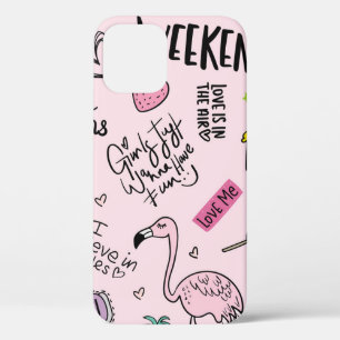 Meisjes leuk concept met eenhoorn, flamingo, cactu Case-Mate iPhone case