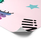 Meisjes leuk concept met eenhoorn, flamingo, cactu poster (Hoek)