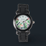 Meisjes Leuke Botanische Waterverf Bloemen Kinder Horloge<br><div class="desc">Dit schattige en meisjesachtige kind horloge heeft prachtige,  handbeschilderde waterverf bloemen. Dit florale botanische ontwerp heeft ook een plek voor u om uw meisjesnaam toe te voegen,  en heeft nummers rond de rand. Perfect voor het eerste horloge van elk kind!</div>