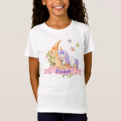 Meisjes Leuke Eenhoorn Bloemen Gepersonaliseerde n T-shirt (Voorkant)