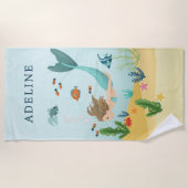 Meisjes Leuke en Magische Zeemeermin Zee Kinder Strandlaken (Voorkant)
