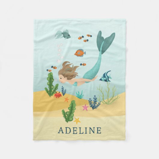 Meisjes Leuke en Whimsical Magische Zeemeermin Zee Fleece Deken (Voorkant)