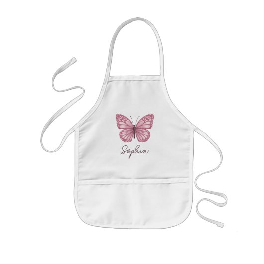 Meisjes Leuke en Whimsical Pink Butterfly Kinder Schort (Voorkant)