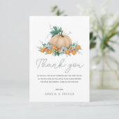 Meisjes Leuke Herfst Herfst Pompoen Baby shower Bedankkaart (Staand voorkant)