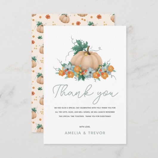 Meisjes Leuke Herfst Herfst Pompoen Baby shower Bedankkaart (Voorkant / Achterkant)