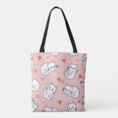 Meisjes Leuke Kitty Kat Patroon Tote Bag (Achterkant)
