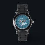 Meisjes Leuke Moderne Regenboog Narwhal en Naam Ki Horloge<br><div class="desc">Dit moderne en schattige horloge van kinderen heeft een handgetekende regenboog narwal cartoon, samen met een kwal, zeester, zeewier en schelpen. Dit mooie kleurrijke ontwerp beschikt ook over een plek voor u om de naam van uw meisje toe te voegen. Met duidelijke, gemakkelijk leesbare nummers is dit 'eerste' horloge geweldig...</div>
