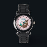 Meisjes Leuke Pink River Otter Flowers en Naam Kin Horloge<br><div class="desc">Dit prachtige en meisjesachtige kinder horloge heeft een prachtige,  handgetekende rivierotter cartoon met bloemetjes en rivierwiet. Dit mooie ontwerp heeft ook een plek voor u om de naam van uw meisje toe te voegen. De perfecte otter thema,  wilde dieren ontwerp voor uw kleintje!</div>