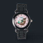 Meisjes Leuke Pink River Otter Flowers en Naam Kin Horloge<br><div class="desc">Dit prachtige en meisjesachtige kinder horloge heeft een prachtige,  handgetekende rivierotter cartoon met bloemetjes en rivierwiet. Dit mooie ontwerp heeft ook een plek voor u om de naam van uw meisje toe te voegen. De perfecte otter thema,  wilde dieren ontwerp voor uw kleintje!</div>