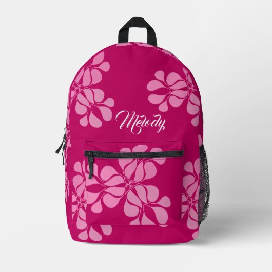 Meisjes Leuke Roze Bloemen Terug naar school Bedrukte Rugzak (Voorkant)